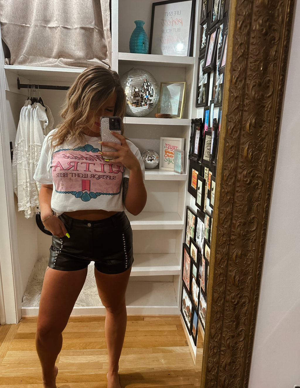 Lane studded leather shorts
