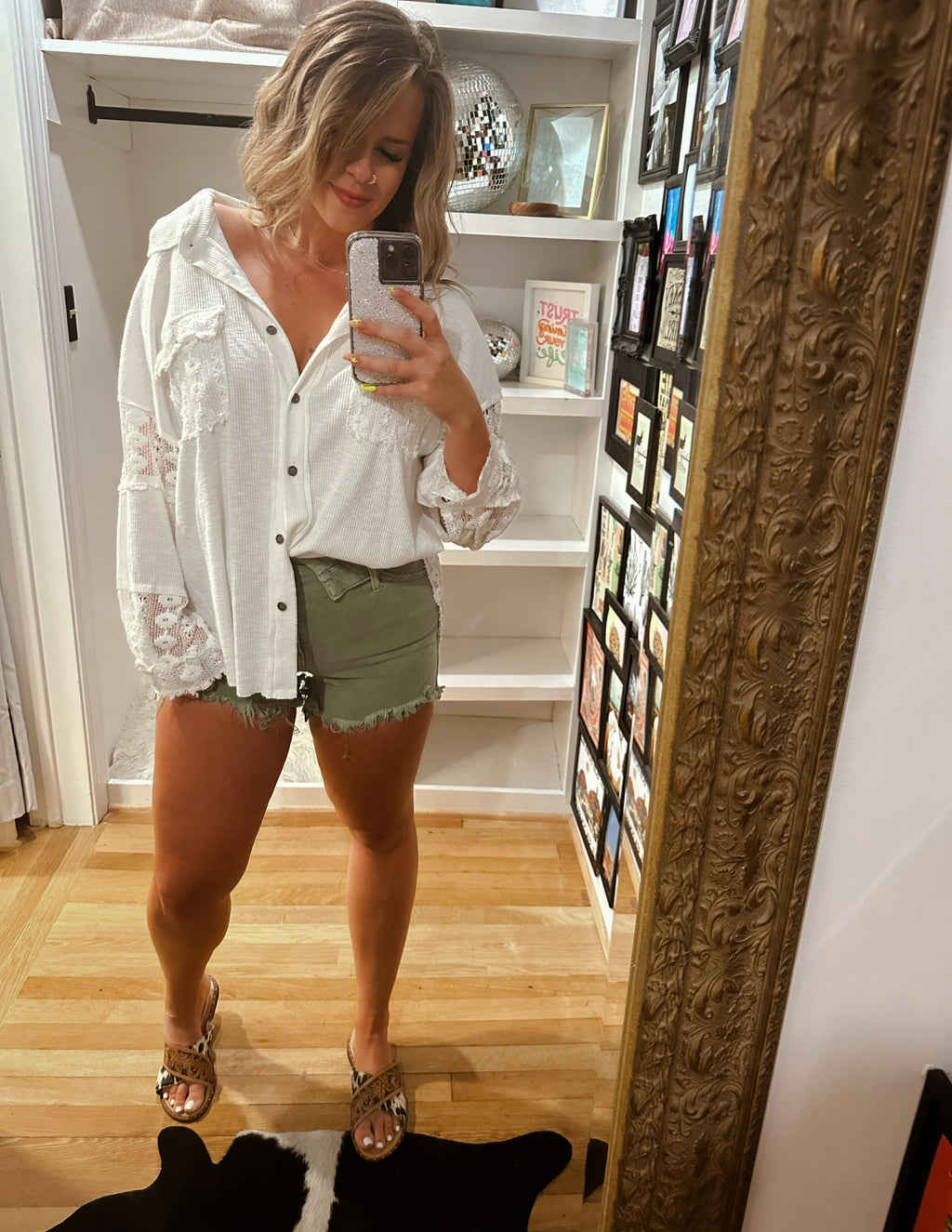 Lace Button Down Top