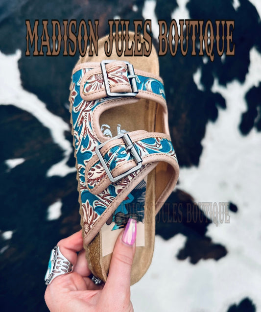 The Lainey Sandals in Turqouise