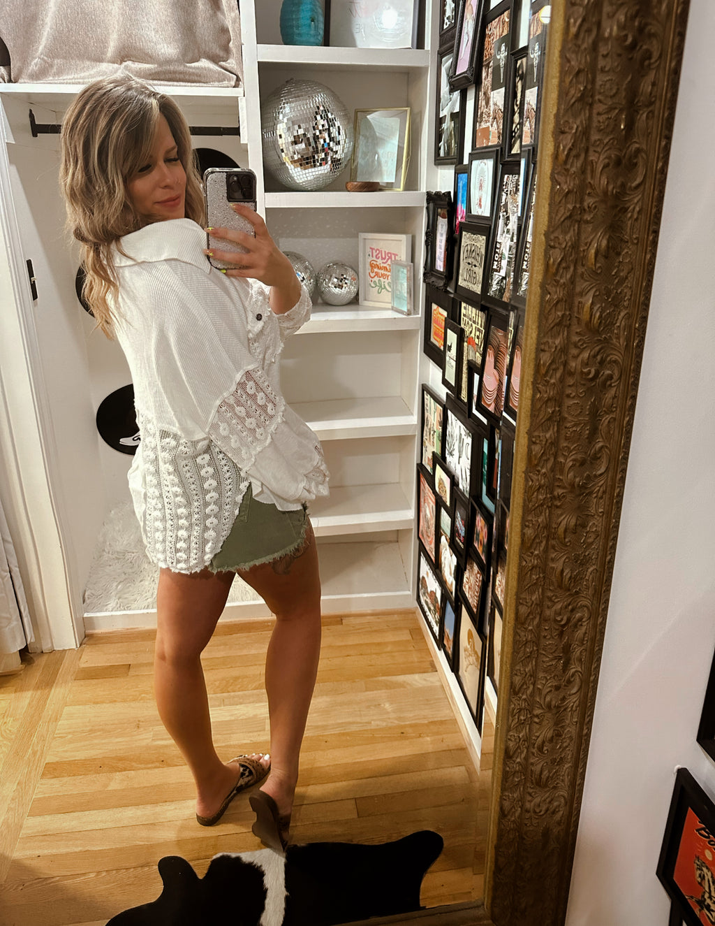 Lace Button Down Top