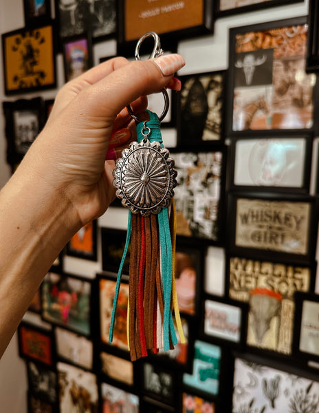 Turquoise Conch Tassel Keychain