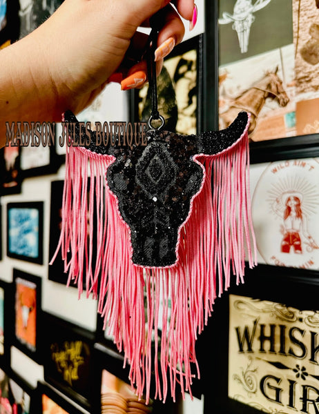 Black/Pink Bull Skull