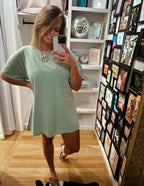 Sage Acid Wash Dress