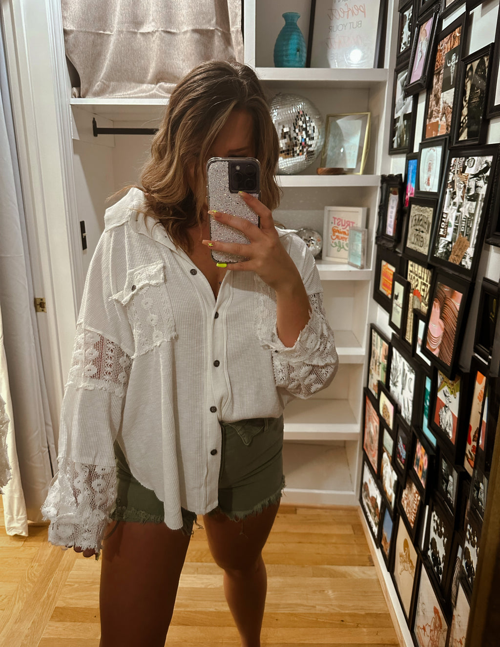 Lace Button Down Top