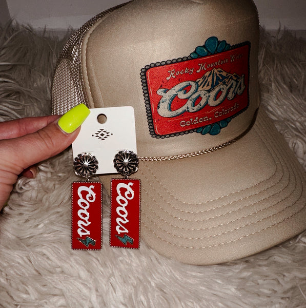 Red Crystal Rocky Mountain Coors Earrings