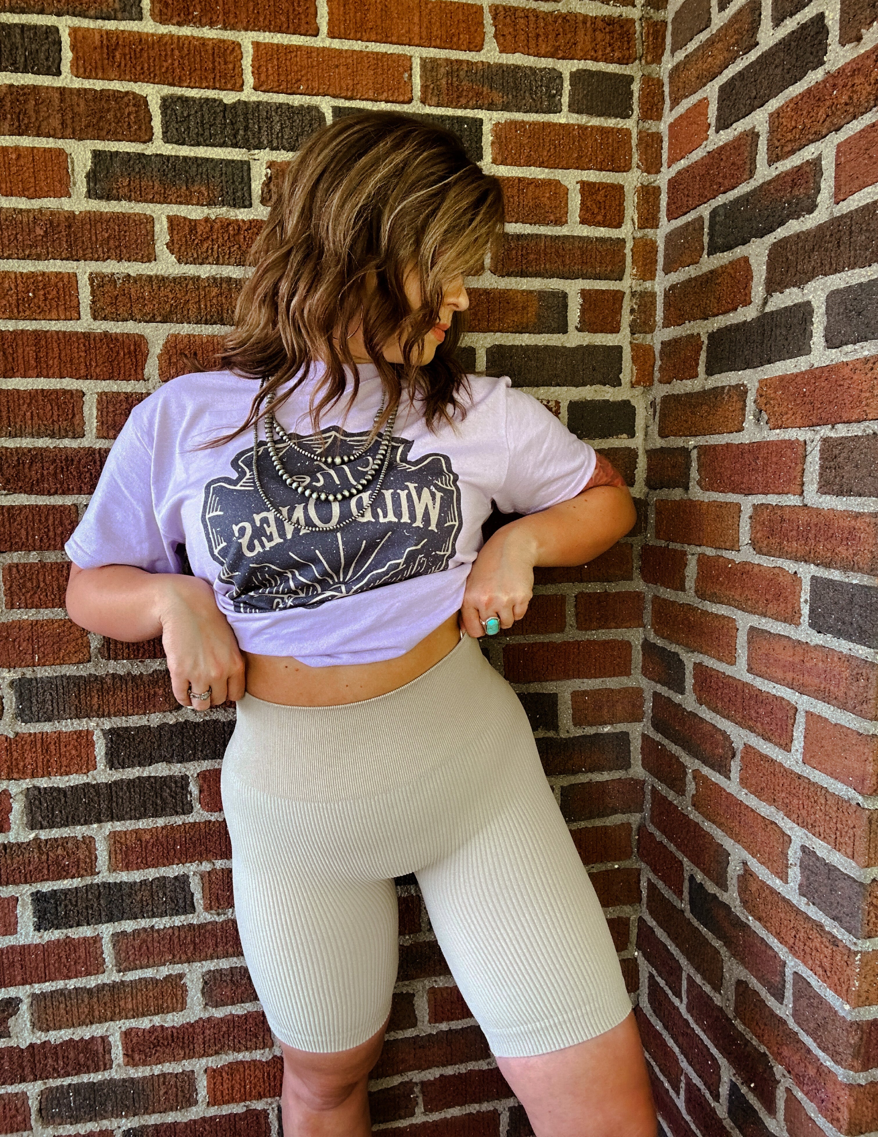 Seamless Ribbed Biker Shorts in Ash Mocha