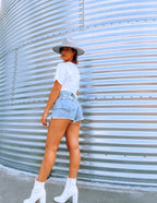 Shes Mezmerizing Rhinestone Denim Shorts