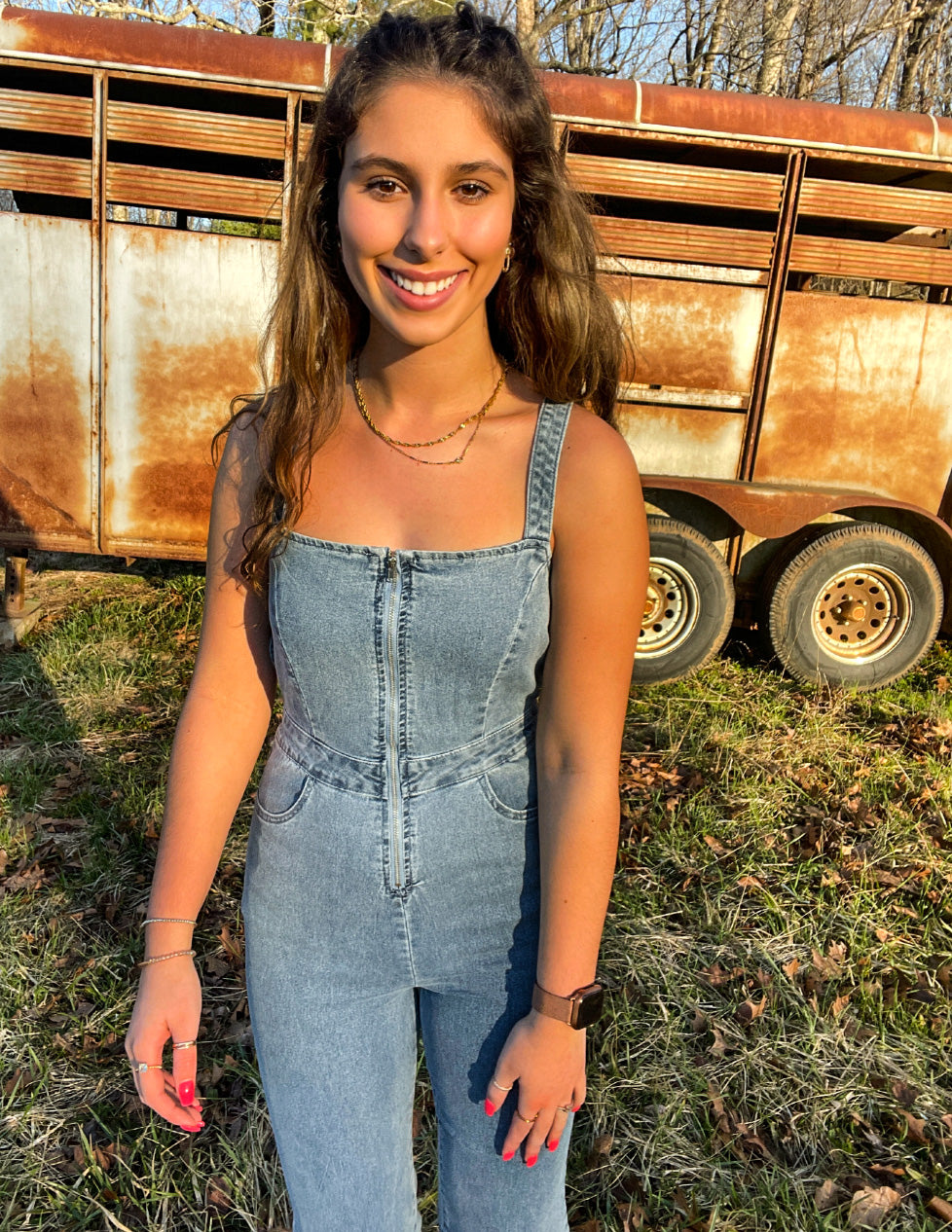 Lost in Time Denim Jumpsuit