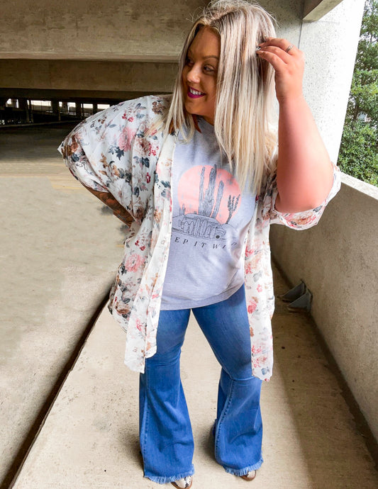 Curvy Floral Kimono