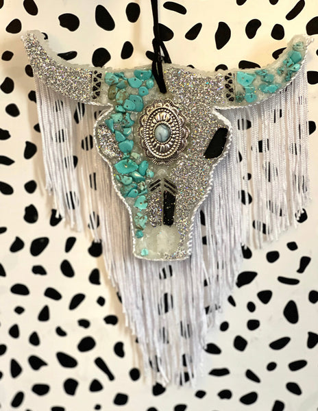 Turquoise Stone Bull Skull Car Freshies