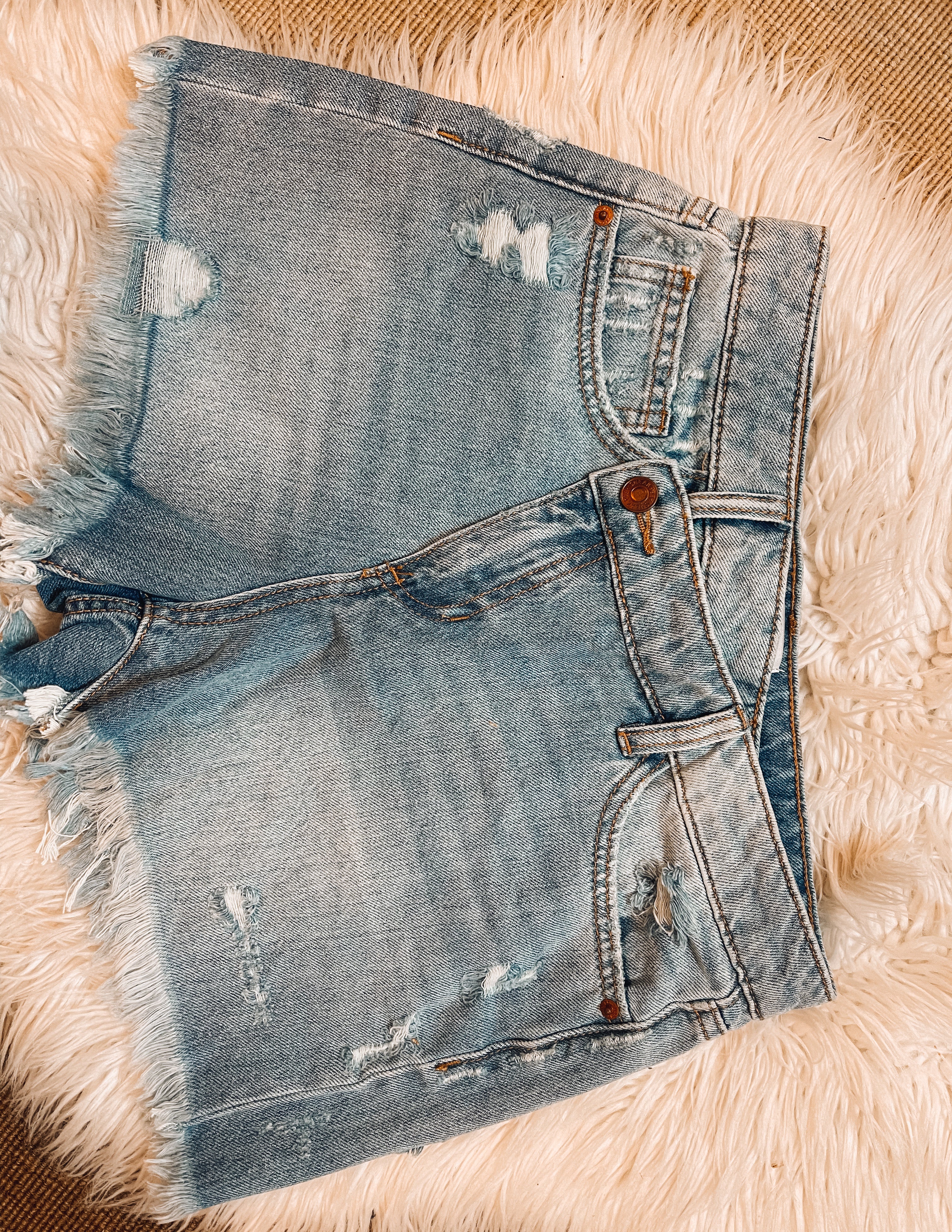 Denim Fringe Shorts