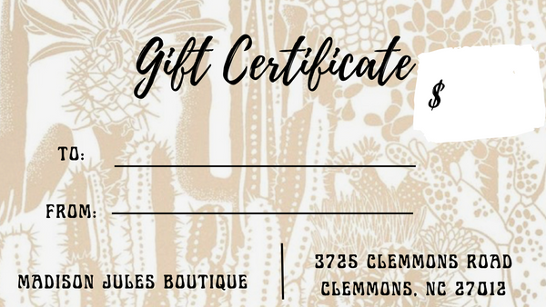 Madison Jules Boutique Gift Card