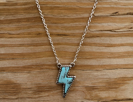 Mini Lightning Bolt Turquoise Necklace