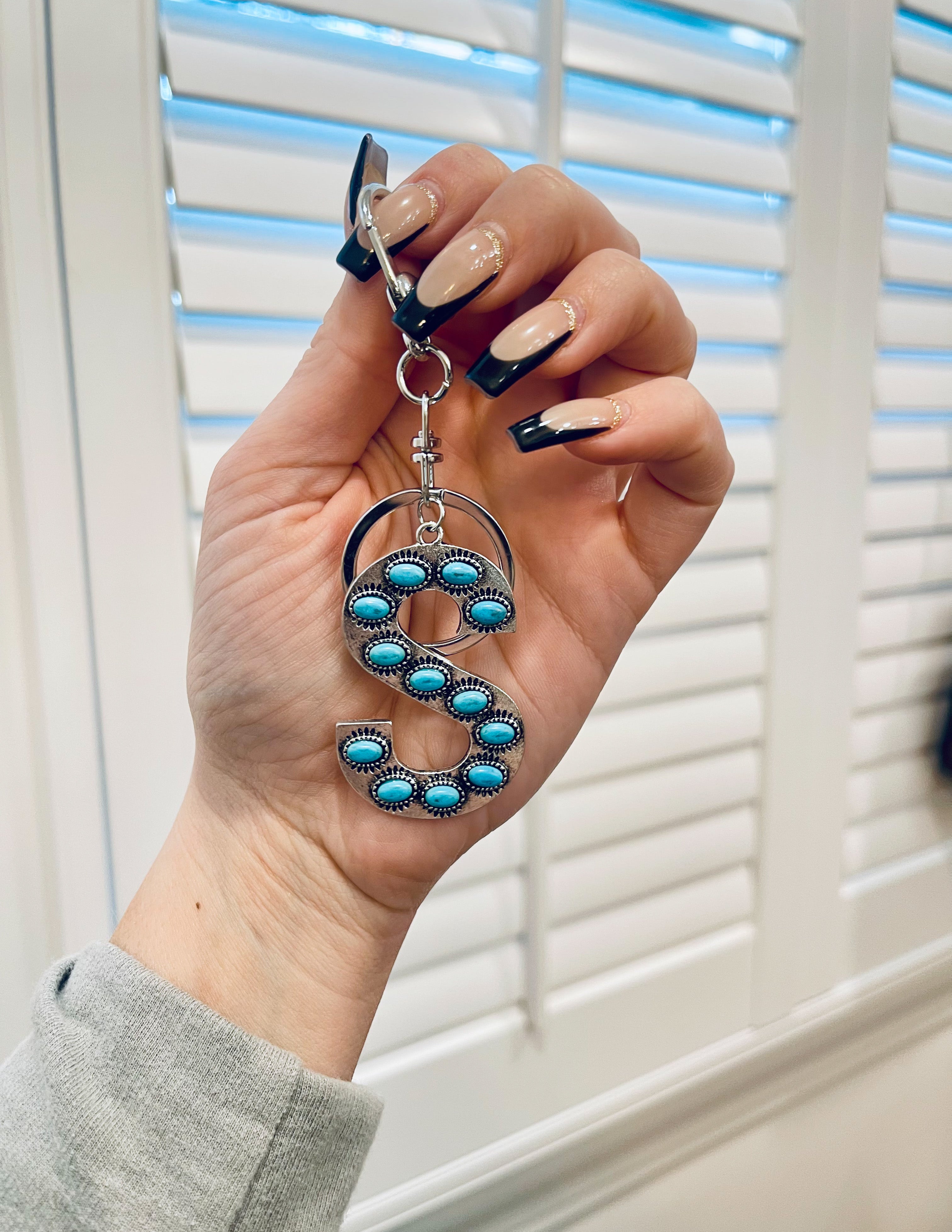 Turquoise Inital Key chain