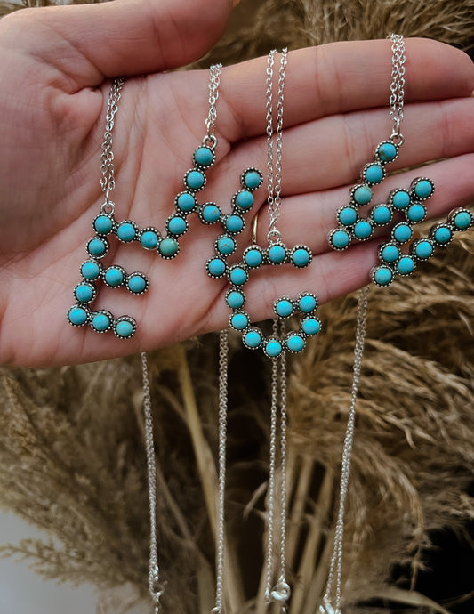 Turquoise Initial Necklace